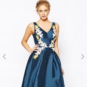 ASOS Taffeta Formal Floral Dress Wedding Guest! 10